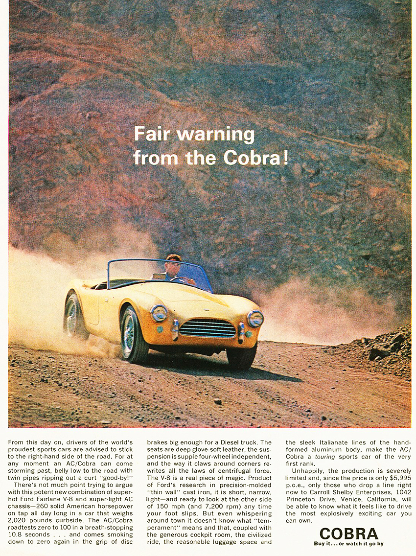 1962 AC Shelby Auto Advertising